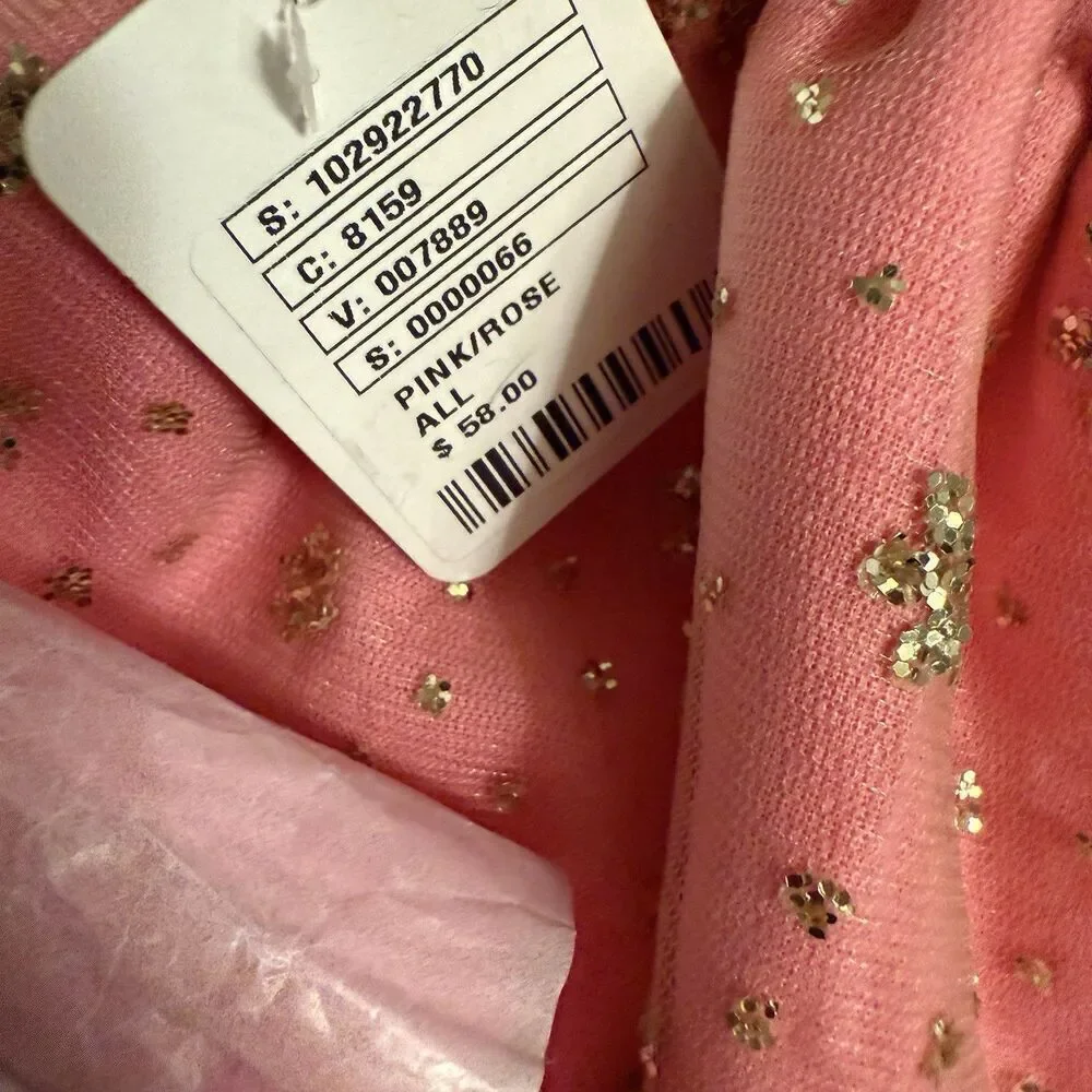 Free People Sparkle Pink Celebration Gift Sack/Make Up Bag/Closet Decoration NWT